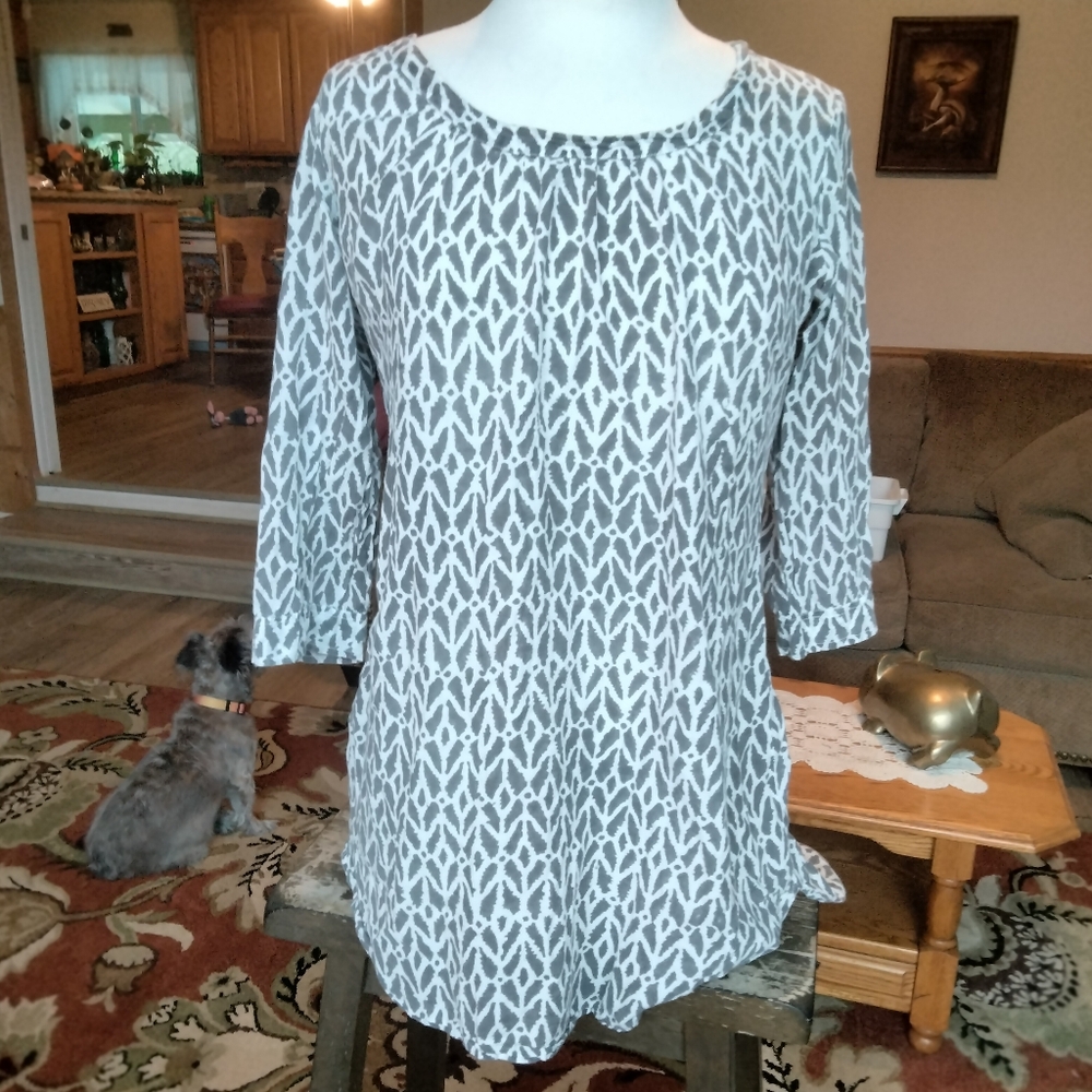 Yala Tunic with 3/4 Sleeves in Relaxed Style 100%Organic Cotton Size M